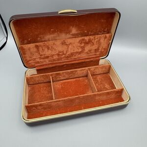 Vtg Burgandy Buxton Saddle Cowhide Jewelry Box Storage Organization Travel